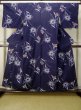 画像1: M0613C Mint  浴衣（日本製） 女性用着物  綿   紺, 花 【中古】 【USED】 【リサイクル】 ★★★★☆ (1)