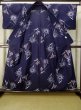 画像2: M0613C Mint  浴衣（日本製） 女性用着物  綿   紺, 花 【中古】 【USED】 【リサイクル】 ★★★★☆ (2)