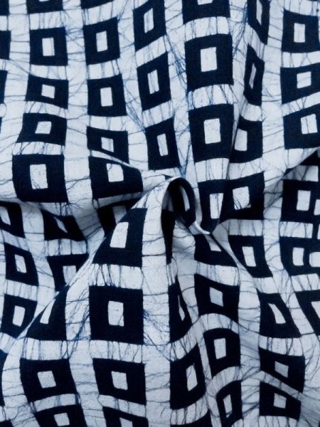 画像10: M0613E  浴衣(日本製) 女性用着物  綿麻   白, 四角 【中古】 【USED】 【リサイクル】 ★★★☆☆ (10)