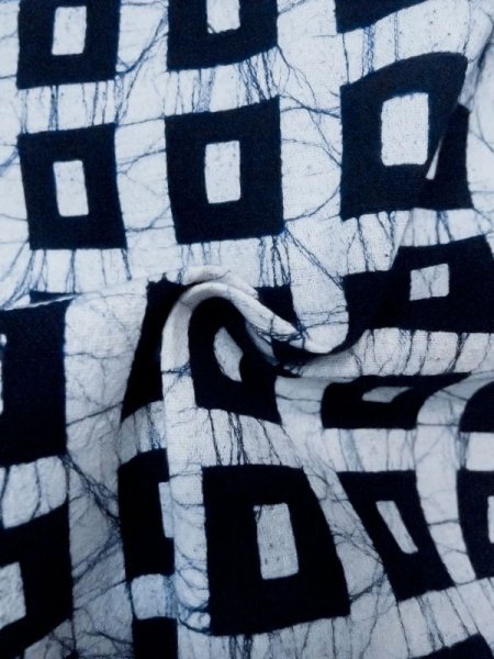 画像11: M0613E  浴衣(日本製) 女性用着物  綿麻   白, 四角 【中古】 【USED】 【リサイクル】 ★★★☆☆ (11)