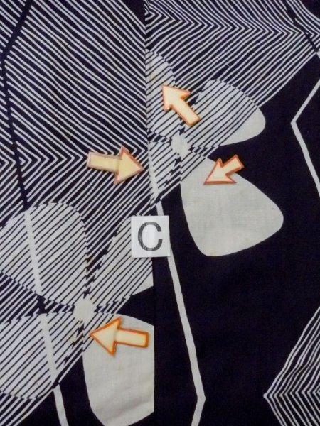 画像15: M0613I  浴衣(日本製) 女性用着物  綿麻   藍, 花 【中古】 【USED】 【リサイクル】 ★★☆☆☆ (15)