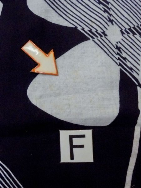 画像18: M0613I  浴衣(日本製) 女性用着物  綿麻   藍, 花 【中古】 【USED】 【リサイクル】 ★★☆☆☆ (18)