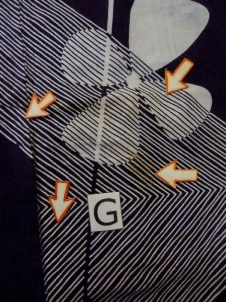 画像19: M0613I  浴衣(日本製) 女性用着物  綿麻   藍, 花 【中古】 【USED】 【リサイクル】 ★★☆☆☆ (19)