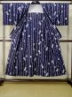 画像2: M0613K Mint  浴衣（日本製） 女性用着物  綿   藍, 花 【中古】 【USED】 【リサイクル】 ★★★★☆ (2)