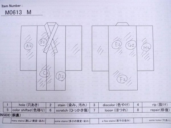 画像12: M0613M  浴衣（日本製） 女性用着物  綿麻   オフ　ホワイト, 花 【中古】 【USED】 【リサイクル】 ★☆☆☆☆ (12)