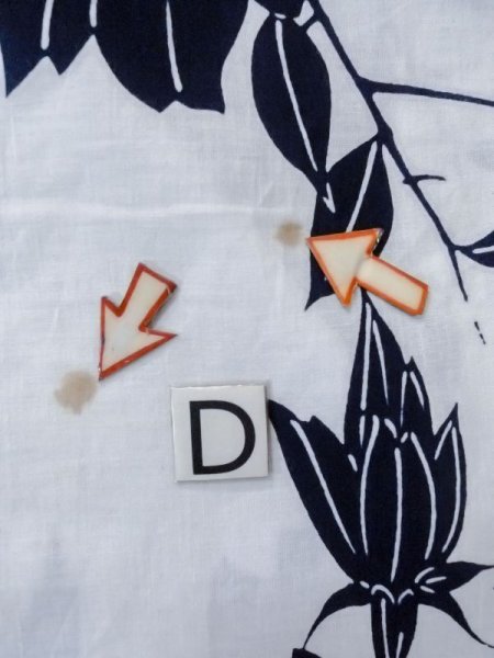 画像16: M0613M  浴衣（日本製） 女性用着物  綿麻   オフ　ホワイト, 花 【中古】 【USED】 【リサイクル】 ★☆☆☆☆ (16)