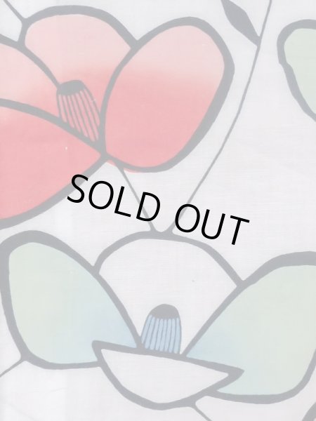 画像5: M0613Q  浴衣（日本製） 女性用着物  綿   白, 椿 【中古】 【USED】 【リサイクル】 ★★☆☆☆ (5)