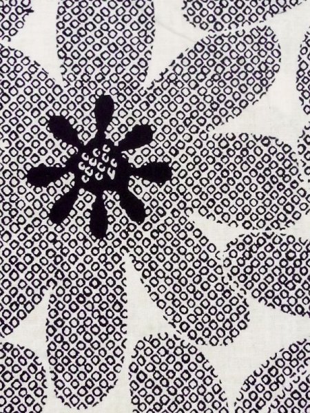 画像5: M0613S  浴衣(日本製) 女性用着物  綿麻   オフ ホワイト, 花 【中古】 【USED】 【リサイクル】 ★★☆☆☆ (5)