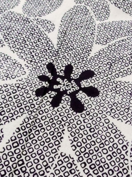 画像7: M0613S  浴衣(日本製) 女性用着物  綿麻   オフ ホワイト, 花 【中古】 【USED】 【リサイクル】 ★★☆☆☆ (7)