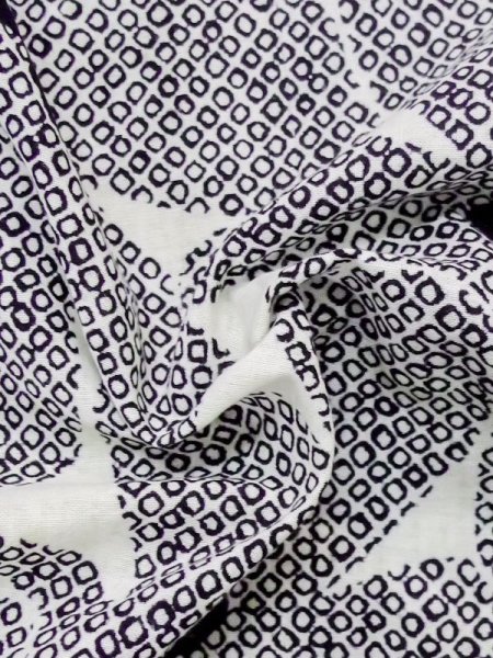 画像10: M0613S  浴衣(日本製) 女性用着物  綿麻   オフ ホワイト, 花 【中古】 【USED】 【リサイクル】 ★★☆☆☆ (10)