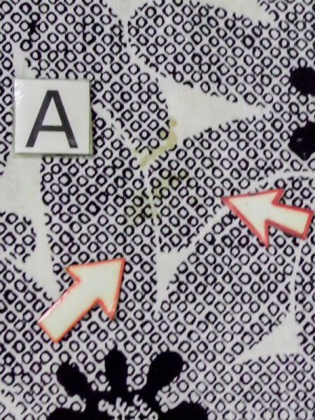 画像12: M0613S  浴衣(日本製) 女性用着物  綿麻   オフ ホワイト, 花 【中古】 【USED】 【リサイクル】 ★★☆☆☆ (12)