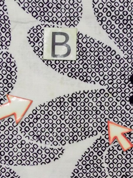 画像13: M0613S  浴衣(日本製) 女性用着物  綿麻   オフ ホワイト, 花 【中古】 【USED】 【リサイクル】 ★★☆☆☆ (13)