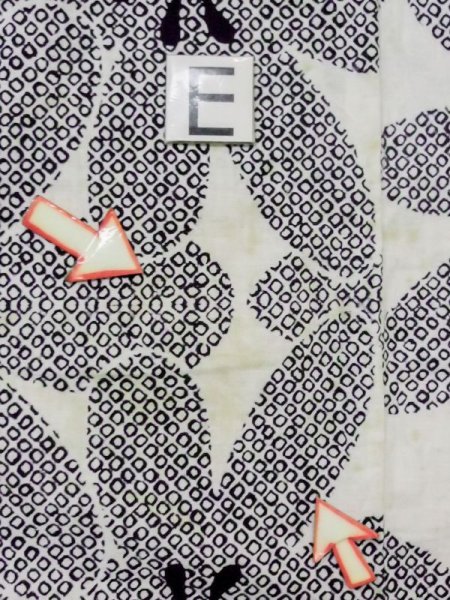 画像16: M0613S  浴衣(日本製) 女性用着物  綿麻   オフ ホワイト, 花 【中古】 【USED】 【リサイクル】 ★★☆☆☆ (16)