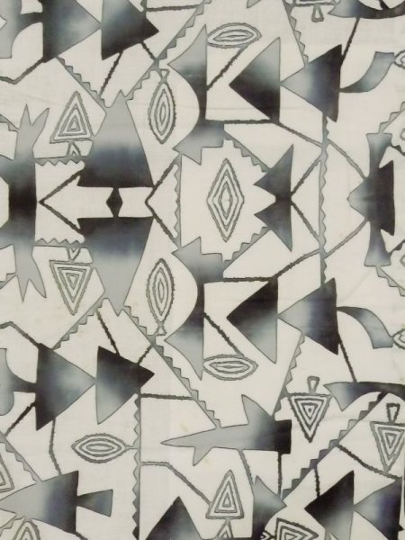 画像3: M0613T  浴衣(日本製) 女性用着物  綿麻   オフ ホワイト, 三角 【中古】 【USED】 【リサイクル】 ★★☆☆☆ (3)