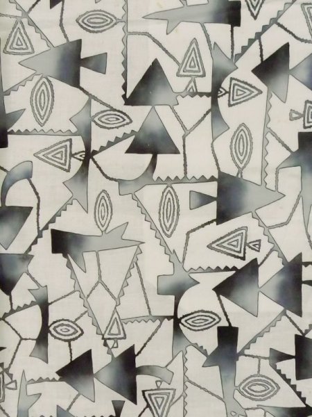 画像4: M0613T  浴衣(日本製) 女性用着物  綿麻   オフ ホワイト, 三角 【中古】 【USED】 【リサイクル】 ★★☆☆☆ (4)