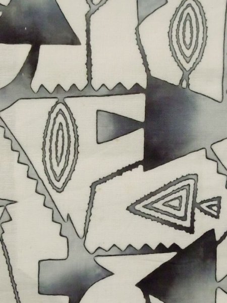 画像5: M0613T  浴衣(日本製) 女性用着物  綿麻   オフ ホワイト, 三角 【中古】 【USED】 【リサイクル】 ★★☆☆☆ (5)