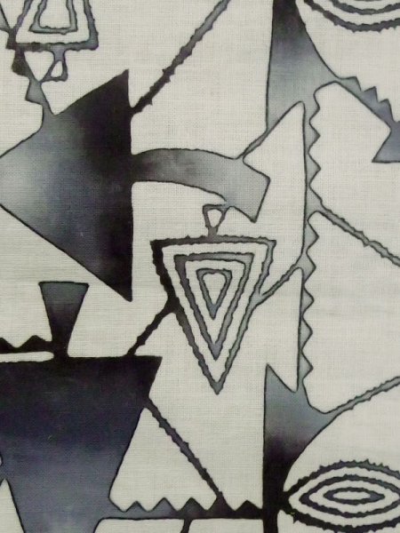 画像6: M0613T  浴衣(日本製) 女性用着物  綿麻   オフ ホワイト, 三角 【中古】 【USED】 【リサイクル】 ★★☆☆☆ (6)