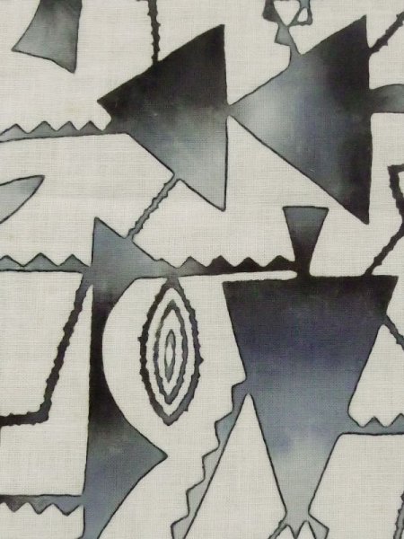 画像7: M0613T  浴衣(日本製) 女性用着物  綿麻   オフ ホワイト, 三角 【中古】 【USED】 【リサイクル】 ★★☆☆☆ (7)