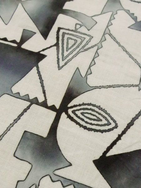 画像8: M0613T  浴衣(日本製) 女性用着物  綿麻   オフ ホワイト, 三角 【中古】 【USED】 【リサイクル】 ★★☆☆☆ (8)