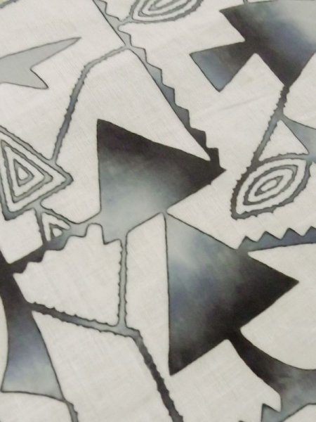 画像9: M0613T  浴衣(日本製) 女性用着物  綿麻   オフ ホワイト, 三角 【中古】 【USED】 【リサイクル】 ★★☆☆☆ (9)