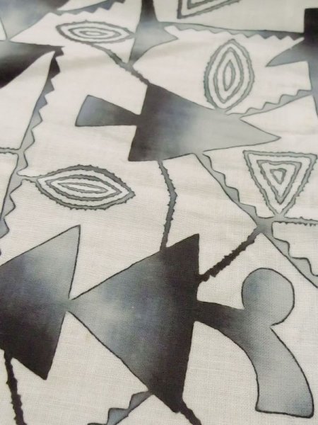 画像10: M0613T  浴衣(日本製) 女性用着物  綿麻   オフ ホワイト, 三角 【中古】 【USED】 【リサイクル】 ★★☆☆☆ (10)