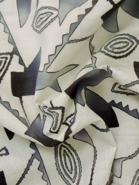 画像12: M0613T  浴衣(日本製) 女性用着物  綿麻   オフ ホワイト, 三角 【中古】 【USED】 【リサイクル】 ★★☆☆☆ (12)