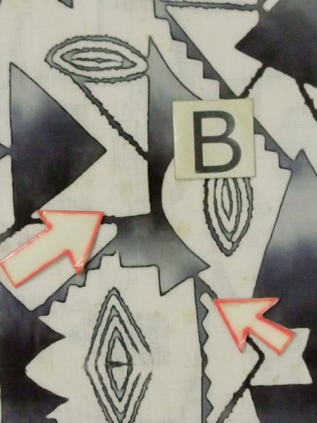 画像15: M0613T  浴衣(日本製) 女性用着物  綿麻   オフ ホワイト, 三角 【中古】 【USED】 【リサイクル】 ★★☆☆☆ (15)