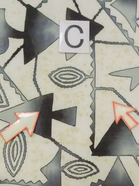 画像16: M0613T  浴衣(日本製) 女性用着物  綿麻   オフ ホワイト, 三角 【中古】 【USED】 【リサイクル】 ★★☆☆☆ (16)