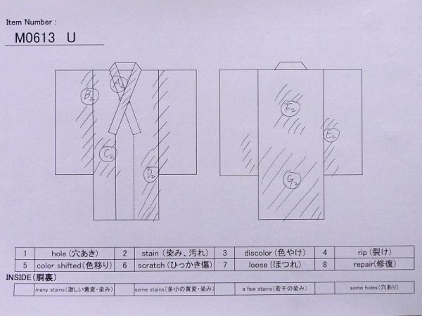 画像11: M0613U  浴衣(日本製) 女性用着物  麻   アイボリー, 葉 【中古】 【USED】 【リサイクル】 ★★☆☆☆ (11)