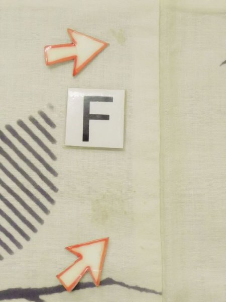 画像17: M0613U  浴衣(日本製) 女性用着物  麻   アイボリー, 葉 【中古】 【USED】 【リサイクル】 ★★☆☆☆ (17)