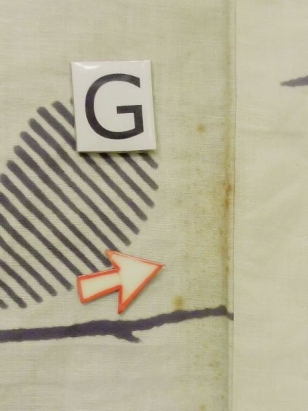 画像18: M0613U  浴衣(日本製) 女性用着物  麻   アイボリー, 葉 【中古】 【USED】 【リサイクル】 ★★☆☆☆ (18)