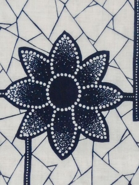 画像5: M0613Z  浴衣(日本製) 女性用着物  綿麻   白, 花 【中古】 【USED】 【リサイクル】 ★★☆☆☆ (5)