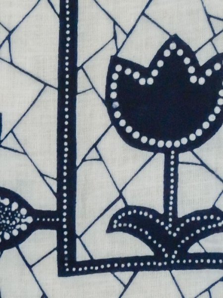 画像6: M0613Z  浴衣(日本製) 女性用着物  綿麻   白, 花 【中古】 【USED】 【リサイクル】 ★★☆☆☆ (6)