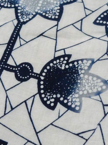 画像8: M0613Z  浴衣(日本製) 女性用着物  綿麻   白, 花 【中古】 【USED】 【リサイクル】 ★★☆☆☆ (8)