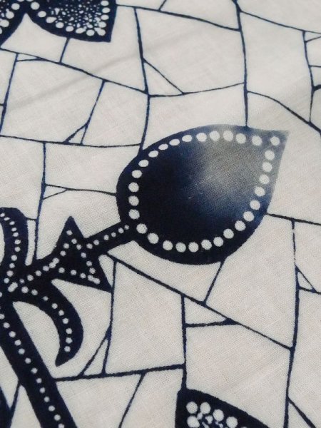 画像9: M0613Z  浴衣(日本製) 女性用着物  綿麻   白, 花 【中古】 【USED】 【リサイクル】 ★★☆☆☆ (9)