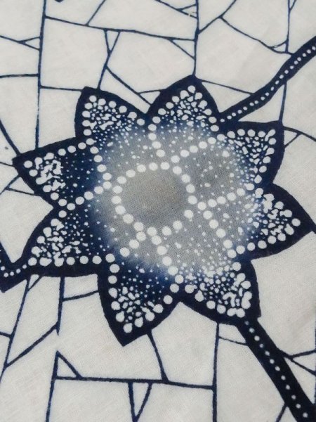 画像10: M0613Z  浴衣(日本製) 女性用着物  綿麻   白, 花 【中古】 【USED】 【リサイクル】 ★★☆☆☆ (10)