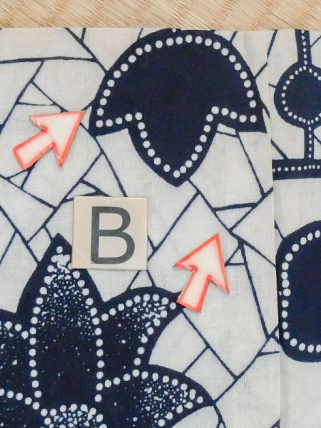 画像15: M0613Z  浴衣(日本製) 女性用着物  綿麻   白, 花 【中古】 【USED】 【リサイクル】 ★★☆☆☆ (15)