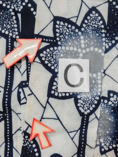 画像16: M0613Z  浴衣(日本製) 女性用着物  綿麻   白, 花 【中古】 【USED】 【リサイクル】 ★★☆☆☆ (16)