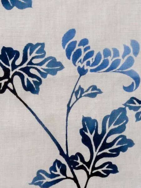 画像6: M0614D  浴衣（日本製） 女性用着物  綿麻   白, 菊 【中古】 【USED】 【リサイクル】 ★★☆☆☆ (6)