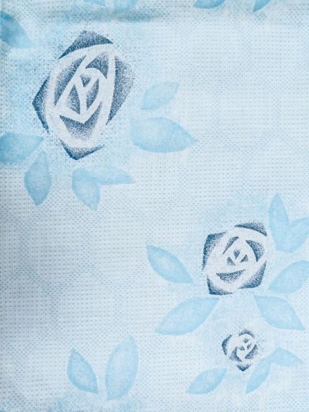 画像4: M0620E  浴衣(日本製) 女性用着物  綿  灰色がかった 紺, バラ 【中古】 【USED】 【リサイクル】 ★★☆☆☆ (4)