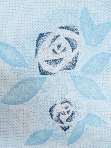 画像6: M0620E  浴衣(日本製) 女性用着物  綿  灰色がかった 紺, バラ 【中古】 【USED】 【リサイクル】 ★★☆☆☆ (6)