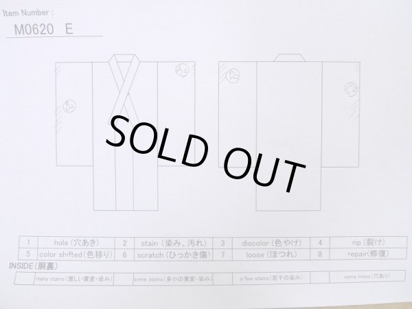 画像13: M0620E  浴衣（日本製） 女性用着物  綿  灰色がかった 紺, バラ 【中古】 【USED】 【リサイクル】 ★★☆☆☆ (13)