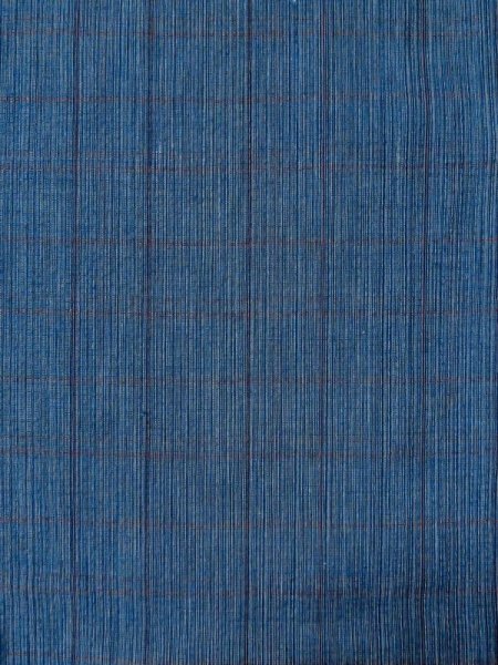 画像3: M0620K  単衣 女性用着物  綿  深い 青, チェック柄 【中古】 【USED】 【リサイクル】 ★★☆☆☆ (3)