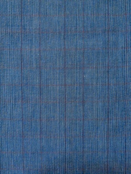 画像4: M0620K  単衣 女性用着物  綿  深い 青, チェック柄 【中古】 【USED】 【リサイクル】 ★★☆☆☆ (4)