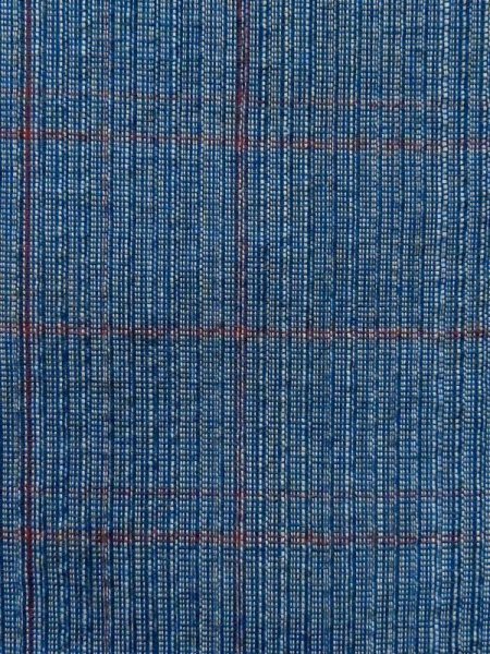 画像6: M0620K  単衣 女性用着物  綿  深い 青, チェック柄 【中古】 【USED】 【リサイクル】 ★★☆☆☆ (6)