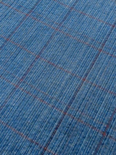 画像7: M0620K  単衣 女性用着物  綿  深い 青, チェック柄 【中古】 【USED】 【リサイクル】 ★★☆☆☆ (7)