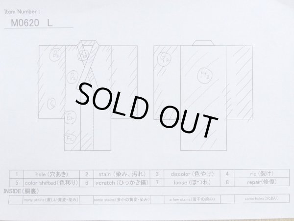 画像7: M0620L  浴衣（日本製） 女性用着物  綿麻   黒, 縞 【中古】 【USED】 【リサイクル】 ★★☆☆☆ (7)