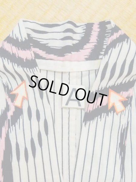 画像8: M0620L  浴衣（日本製） 女性用着物  綿麻   黒, 縞 【中古】 【USED】 【リサイクル】 ★★☆☆☆ (8)