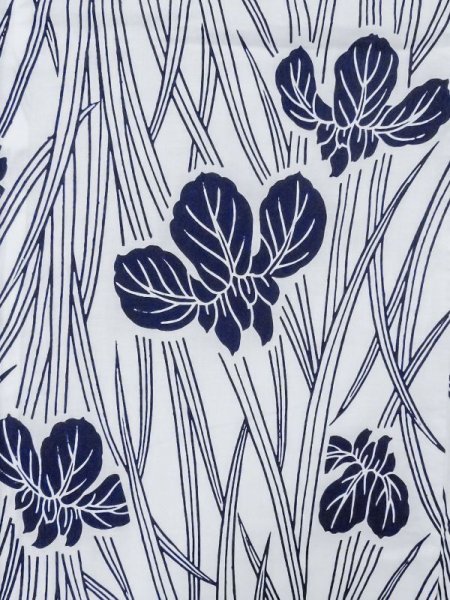 画像3: M0620P  浴衣(日本製) 女性用着物  綿   白, あやめ 【中古】 【USED】 【リサイクル】 ★★☆☆☆ (3)