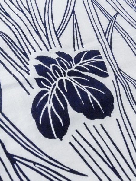 画像9: M0620P  浴衣(日本製) 女性用着物  綿   白, あやめ 【中古】 【USED】 【リサイクル】 ★★☆☆☆ (9)